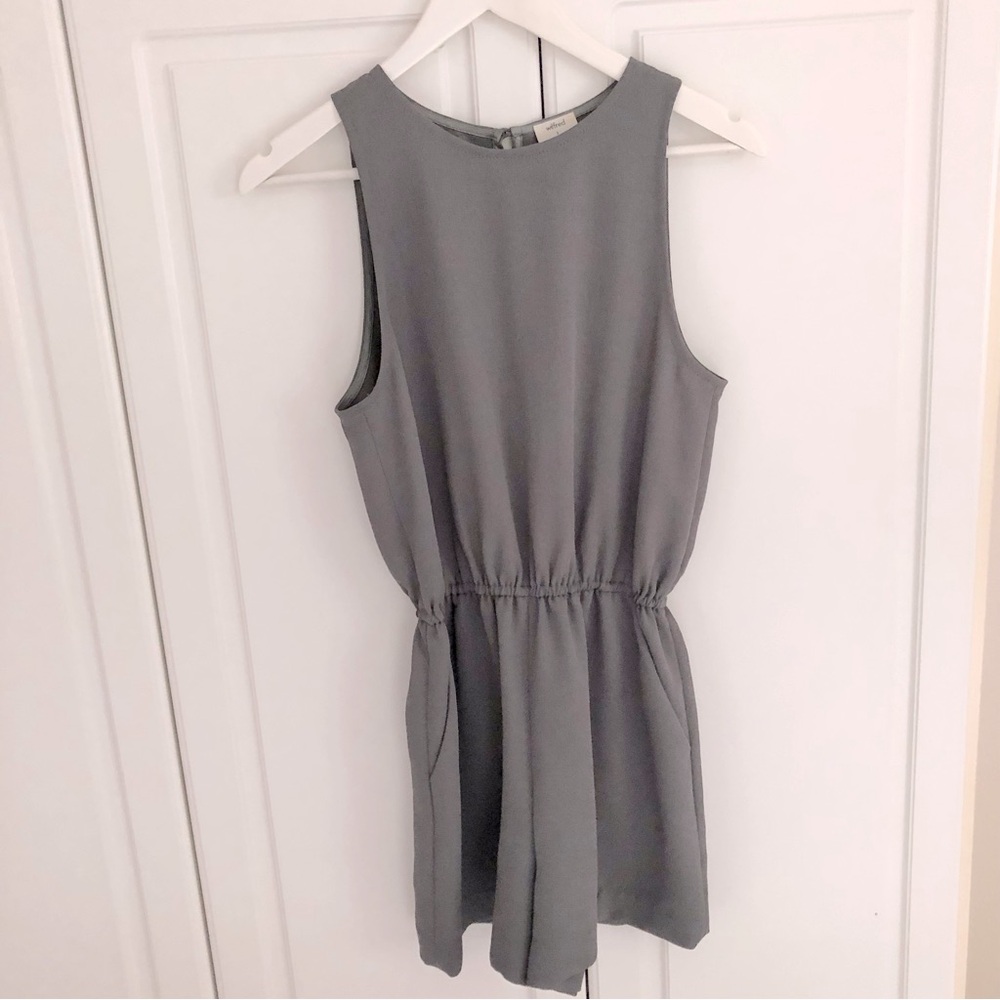 Aritzia Wilfred Small Khaki Olive Green Tank Romper High Neck Open Back Split